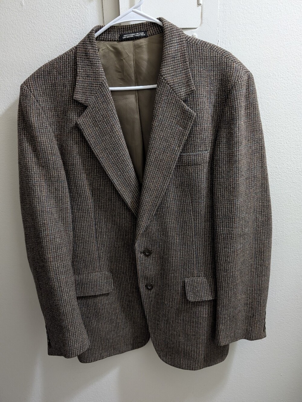 Vintage Men's 42R Brown Tweed Blazer - Classic Two-Button Sport Wool Coat